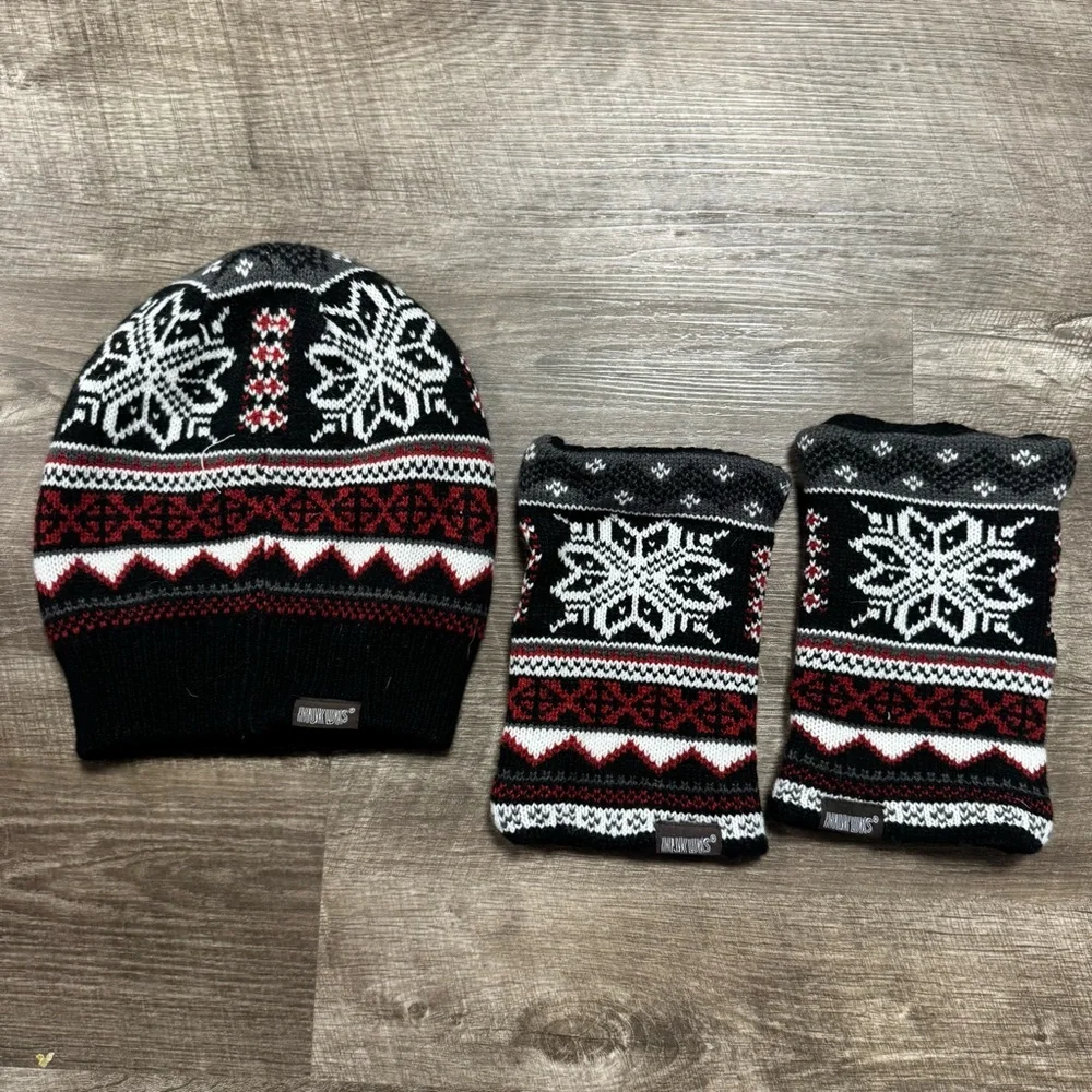 Muk Luks Beanie & Wrist Cuffs Set